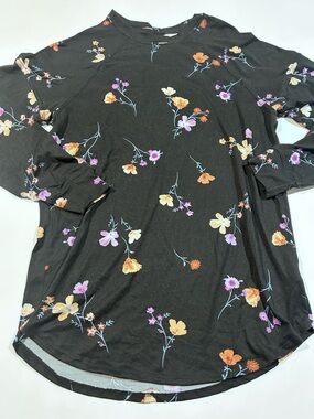 LuLaRoe Small Women's Black Floral Long Sleeve Top